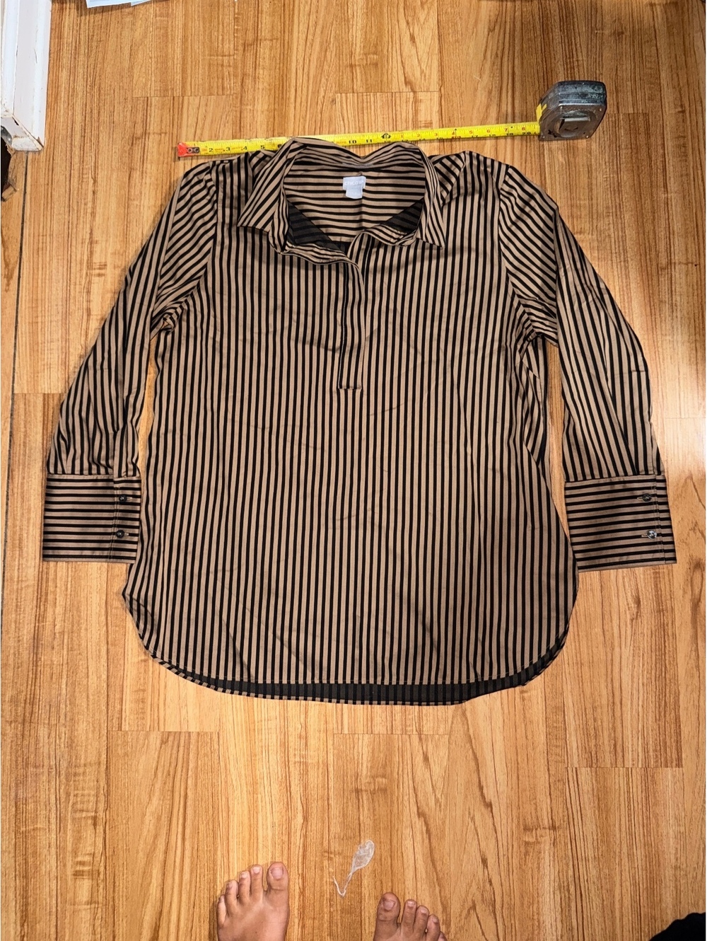 Chico's Women's Striped Long Sleeve Blouse 2.5 14